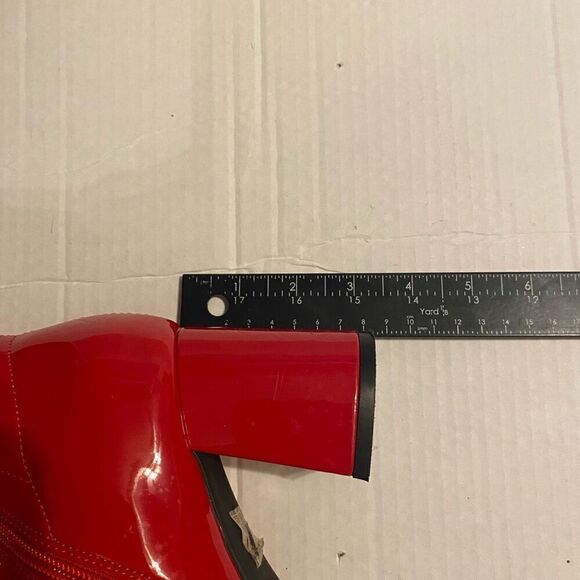 DREAM PAIRS Women’s Square Tor Chunky Knee High Red Boots Side Zip Size 9 - Picture 6 of 9